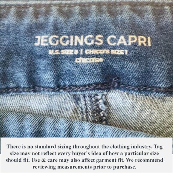 Chicos Womens Pull On Jeggings Capri Floral Blue Print Stretch Denim Size 1 | 8 - Picture 8 of 11